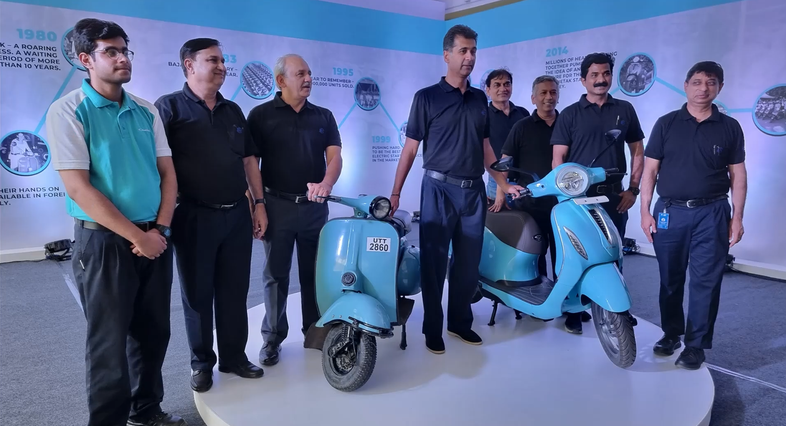 Chetak electric scooter launch — Manish with the team