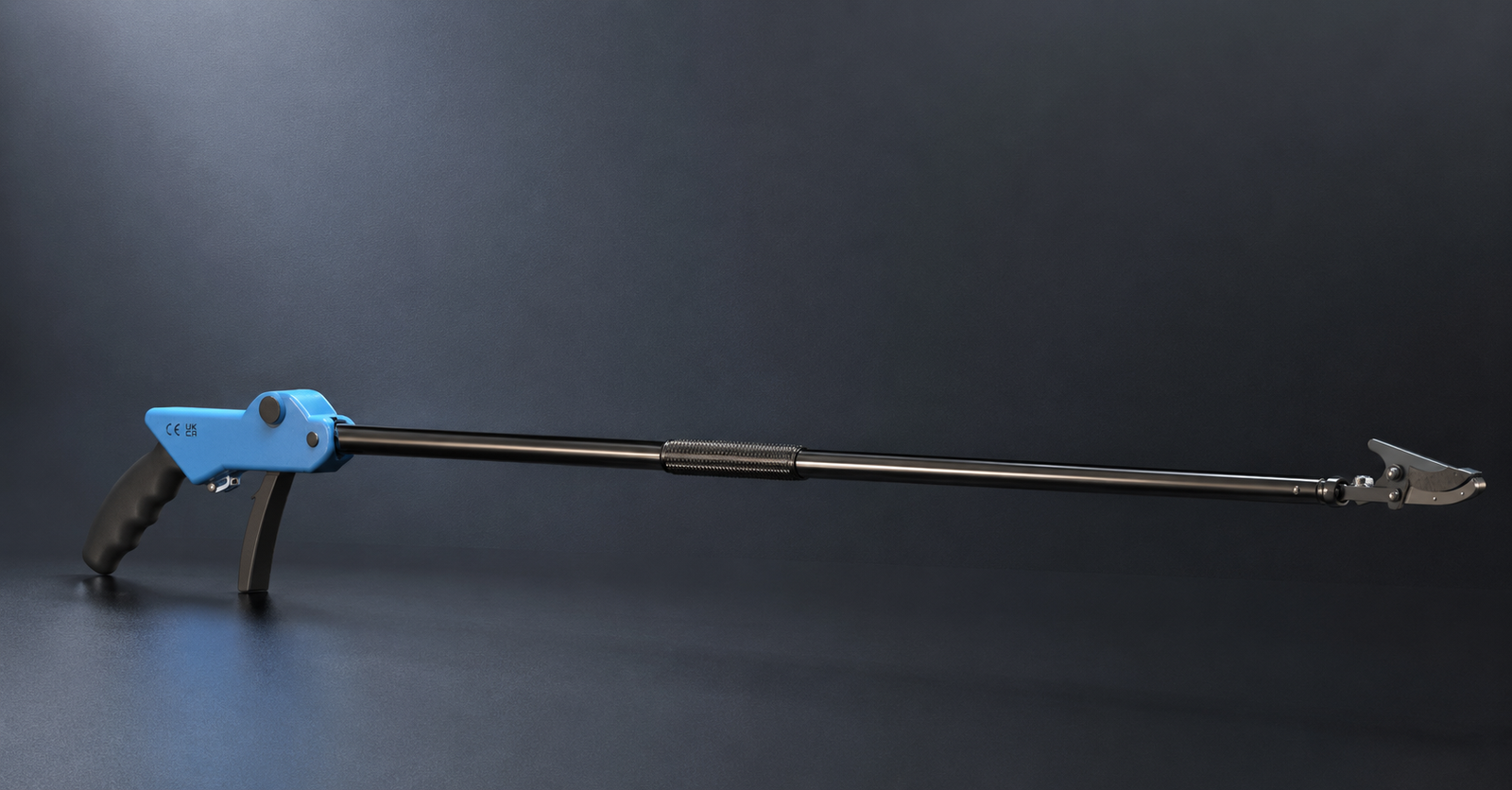 Ergonomic long-reach grabbing tool, full length