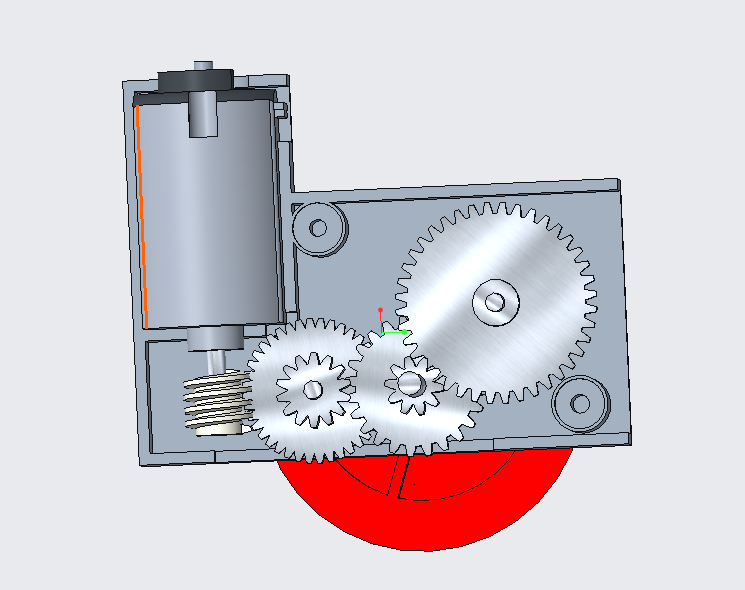 CAD gear train and motor in CREO